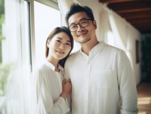 夫婦が笑顔で映る写真