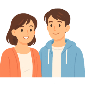 並んで微笑むカップルのイラスト