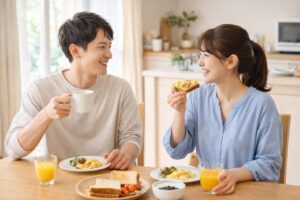 妊活中の夫婦が食事を大切にする様子
