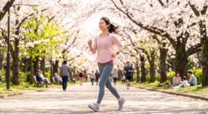 女性がイキイキとウォーキングをしている画像