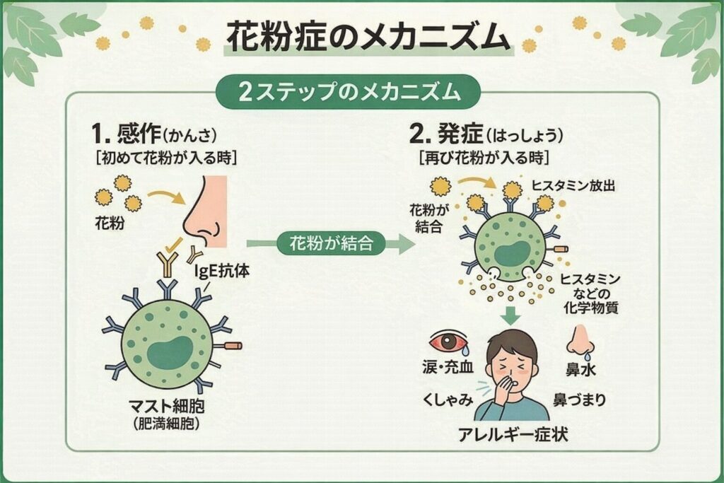 花粉症のメカニズムを図解
