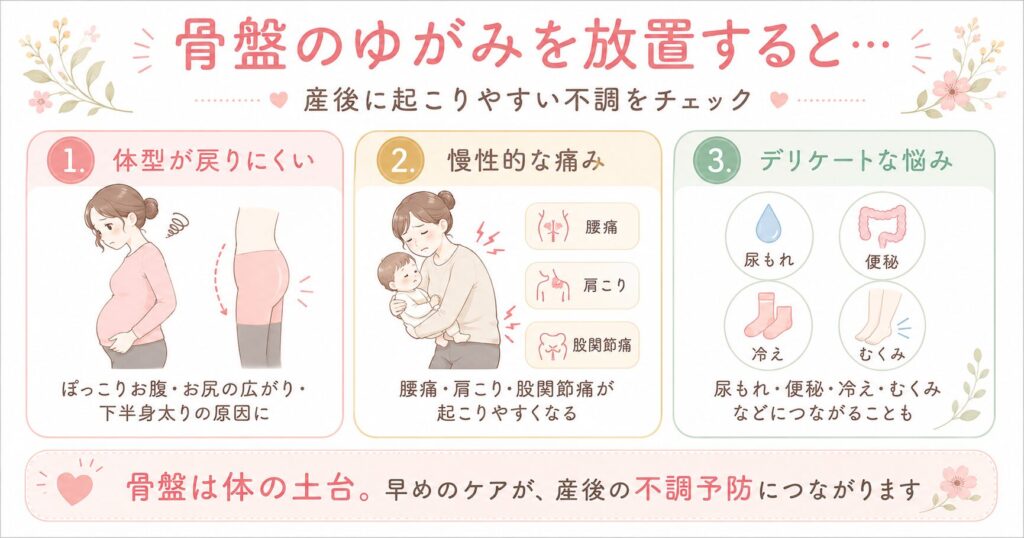 骨盤の歪みを放置すると起きることの図解