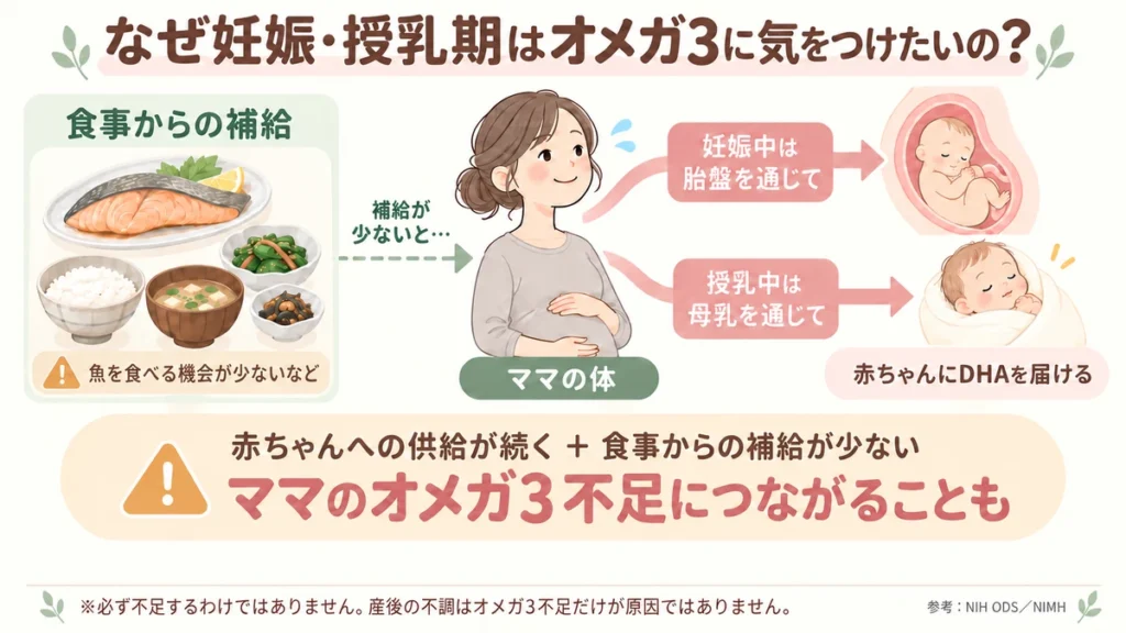 妊娠・産後にオメガ3が不足する理由を図解